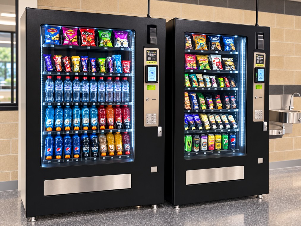 Modern Vending Machines in a Sleek Hallway